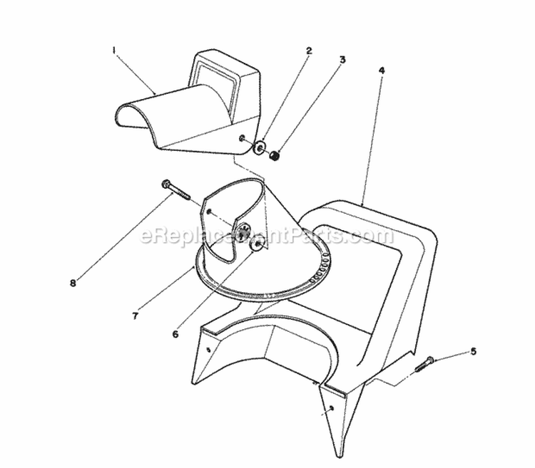 Chute Assembly Diagram and Parts List for 38025 49000001-49999999 - 1994 Lawn Boy Snow Blower